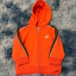 Nike Orange Kids Zip Hoodie with Brown Accent Stripes